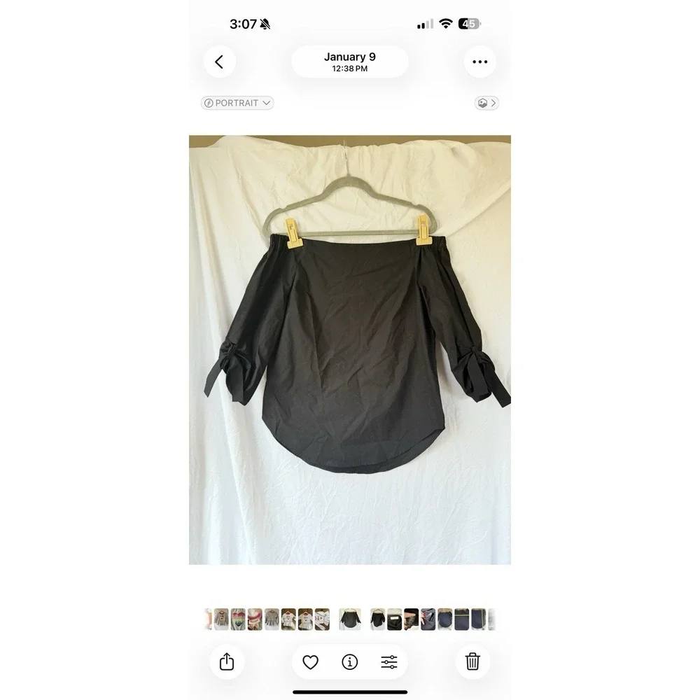 Babaton Aritzia Black Off Shoulder Blouse XS Fits S M Minimal Chic Top - Picture 1 of 10
